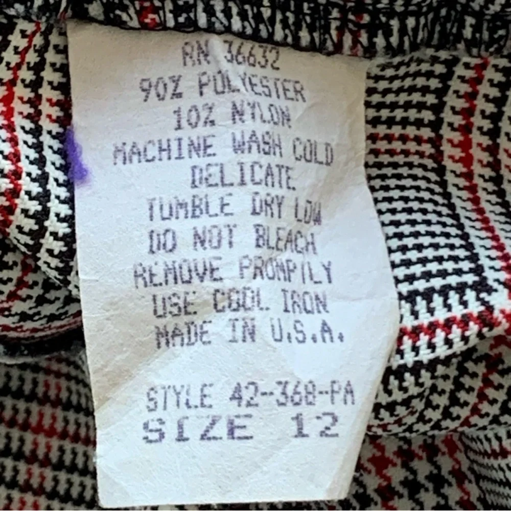 Vintage Plaid Pencil Skirt Women’s Size 12